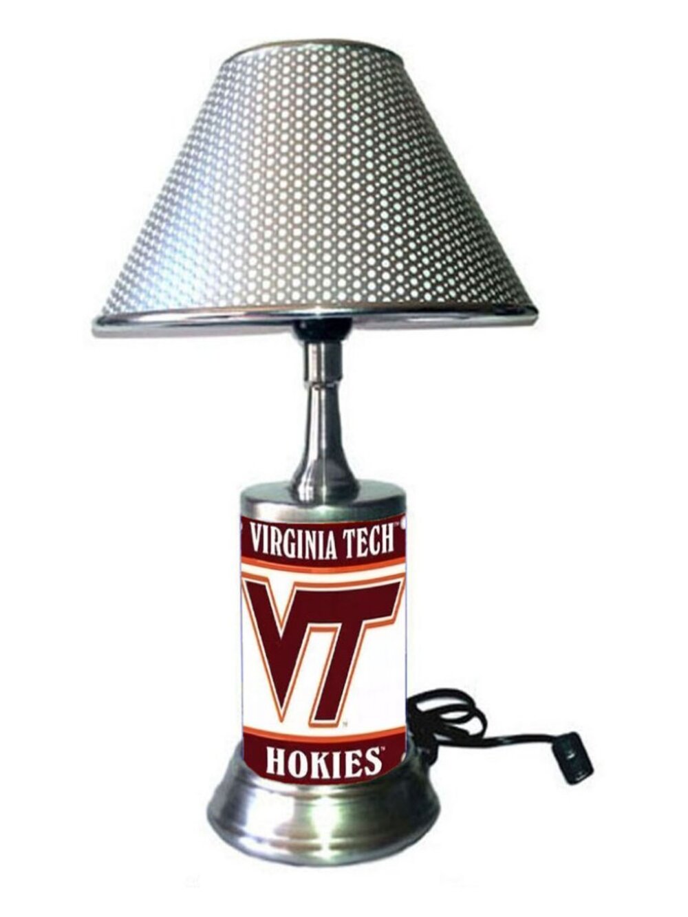Virginia Tech table lamp with chrome finish shade, desk lamp